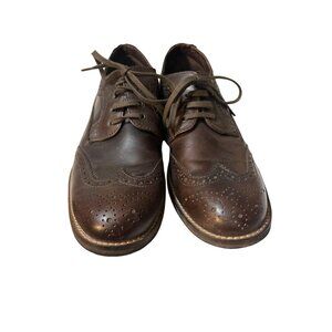 Franco Fortini Mens Brown Leather Wingtip Oxford Shoes Size 11 With Rubber Sole